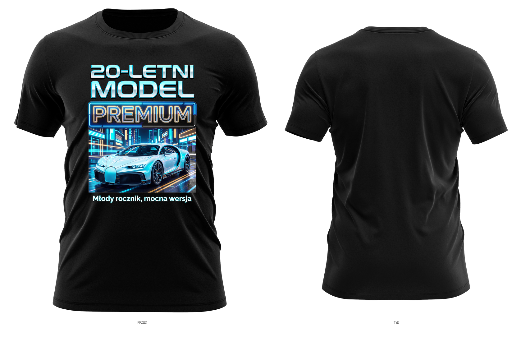 20-letni model premium (białe auto) — młody rocznik, mocna wersja